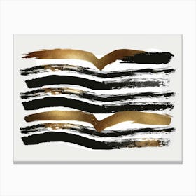 Gold And Black Brushstrokes 7 Canvas Print