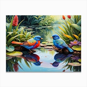 Birds And Reflections Canvas Print