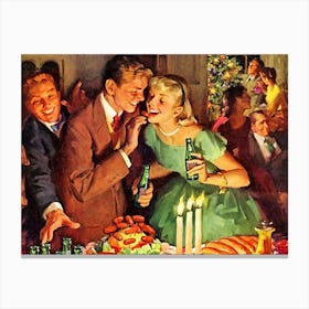 Couple At Christmas Party Canvas Print