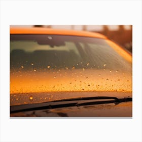 Close Up Shot Of Water Droplets On A Car Windshield Canvas Print