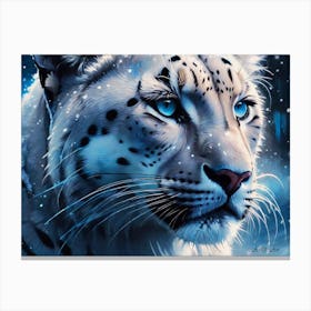 Snow Panther as a Abstract Beautiful Close Up Color Painting Canvas Print