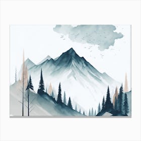 Mountain And Forest In Minimalist Watercolor Horizontal Composition 353 Canvas Print