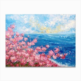 Pink Blossoms By The Sea Canvas Print