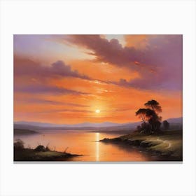 Sunset Over The Lake Canvas Print