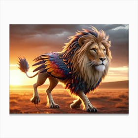 Lion-Bird in the Desert Fantasy Canvas Print