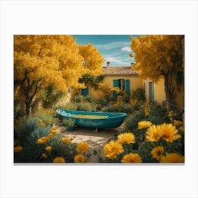 A Creative And Interesting Interpretation Of Van Gogh S Garden In Arles, Rendered In A Stylistic And Visually Stunning Manner Canvas Print