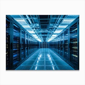 Advanced Data Center Basking In Cool White Light Rows Of High Performance Energy Efficient Servers (5) Canvas Print