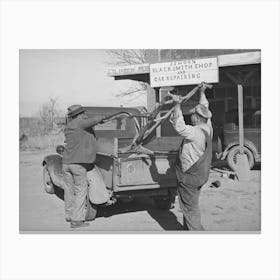 Pomp Hall, Tenant Farmer, And Smith Loading Pomp S Plow Into Truck After It Has Been Sharpened, Depew, Oklaho Canvas Print