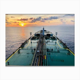 Sunset On A Ship Canvas Print