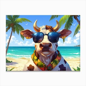 Cow On The Beach Canvas Print