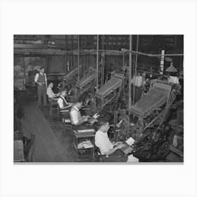 Linotype Operators Of The Chicago Defender, African American Newspaper, Chicago, Illinois By Russell Lee Canvas Print