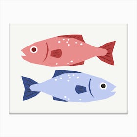 Two Fish Cute Illustration Canvas Print