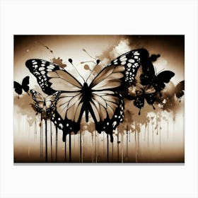 Butterfly In Black And White 1 Canvas Print