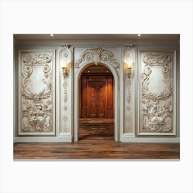 3d Carved Doorway Wooden Panels Canvas Print