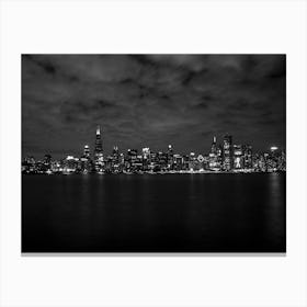 Chicago Skyline At Night Canvas Print