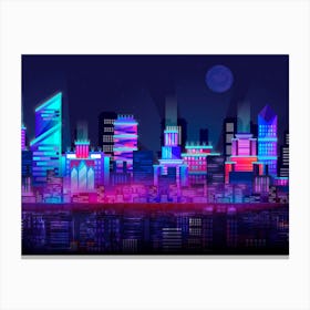 Synthwave Neon City [synthwave/vaporwave/cyberpunk] — aesthetic poster, retrowave poster, neon poster Canvas Print