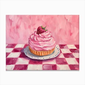 Pink Torte On A Checkerboard Background Canvas Print