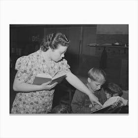 Teacher Helps Pupil With His Reading, Fsa (Farm Security Administration) Camp For Farm Workers, Caldwell, Canvas Print