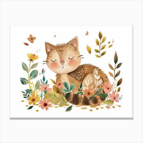Little Floral Bobcat 2 Canvas Print