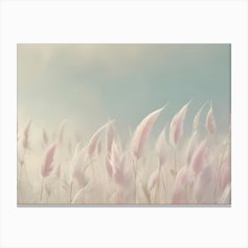 A Dreamy Image Of Delicate, Pastel Colored Feathers Arranged Like A Field Of Grass In A Misty, Soft Light Setting Canvas Print