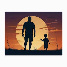 Silhouette Of Father And Son Father's Day 1 Canvas Print