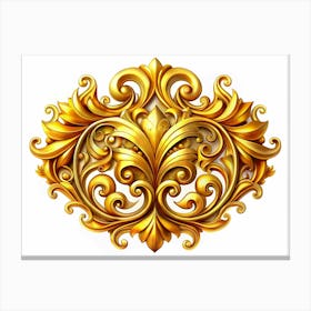 Ornate Golden Floral Design Canvas Print