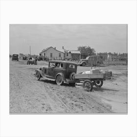 Southeast Missouri Farms, Farmer With Trailer By Russell Lee Canvas Print