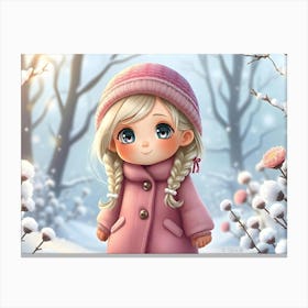 Little Girl In The Snow 2 Canvas Print