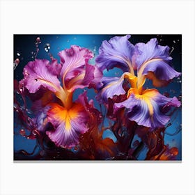 Two Iris Flowers In Water Canvas Print