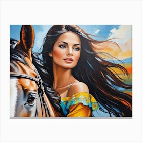 Woman With A Horse 4 Canvas Print