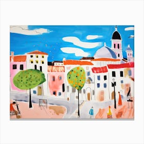 Brescia Italy Cute Watercolour Illustration 2 Canvas Print