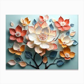 3D Lotus Flower Canvas Print