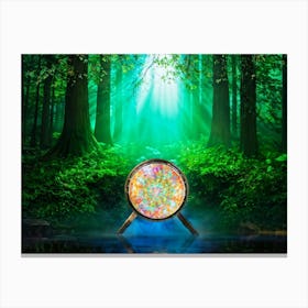 Water Banjo Nestled Amongst The Ancient Trees Of An Enchanted Forest Light Filtering Through An Ove (1) Canvas Print