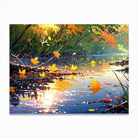 Autumn Leaves In The River Canvas Print