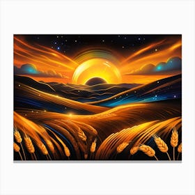 Sunset In The Wheat Field 2 Canvas Print