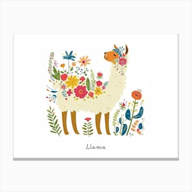 Little Floral Llama 4 Poster Canvas Print