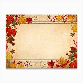 Autumn Themed Thanksgiving Frame Edges Adorned With Crimson Orange And Yellow Leaves Center Hold (6) Canvas Print