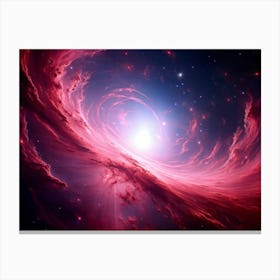 Abstract Celestial Scene Capturing A Nebula Explosion In The Pink And Red Hues Of A Distant Galaxy (4) Canvas Print