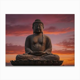 Buddha Statue At Sunset 1 Canvas Print