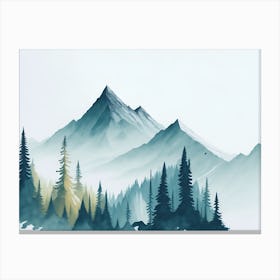 Mountain And Forest In Minimalist Watercolor Horizontal Composition 116 Canvas Print