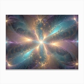 A Complex Fractal Design Showcasing A Beautiful And Vibrant Flower With A Glowing Center Surrounded By Colorful Swirling Petals Canvas Print