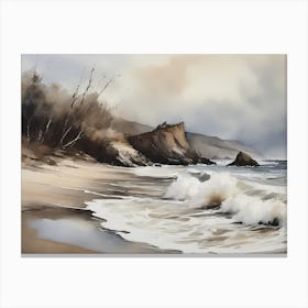 Vintage Coastal Seaside Painting (19) Canvas Print