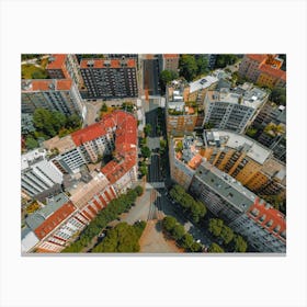 Roofs of Milan houses top down view Canvas Print
