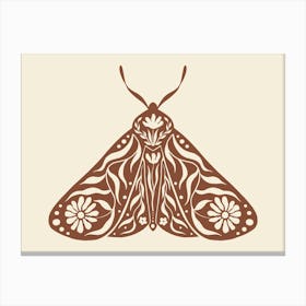 Folk Art Moth 03 - Red Brown Canvas Print