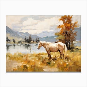 Horses Painting In Queenstown, New Zealand, Landscape 1 Canvas Print