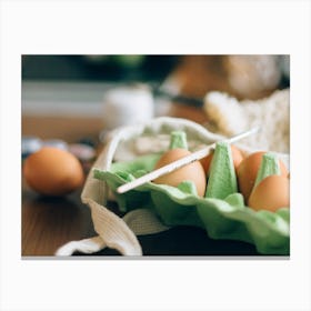 Eggs In An Egg Carton Canvas Print