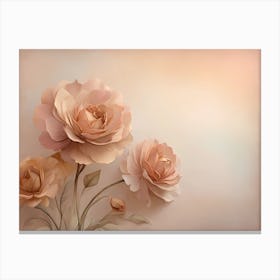 Roses On A Beige Background Canvas Print