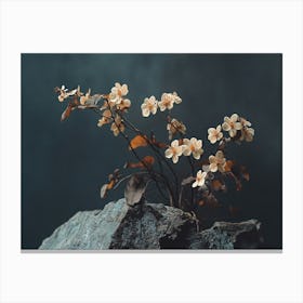 Flowers On A Rock Canvas Print