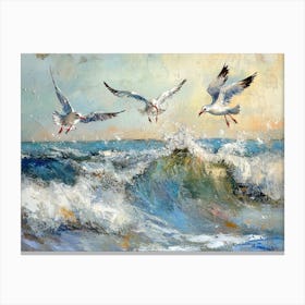 Snow White Gulls upon the Ocean Waves # 2 Canvas Print