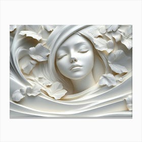 3d Women Face Effect White Color Stone Canvas Print